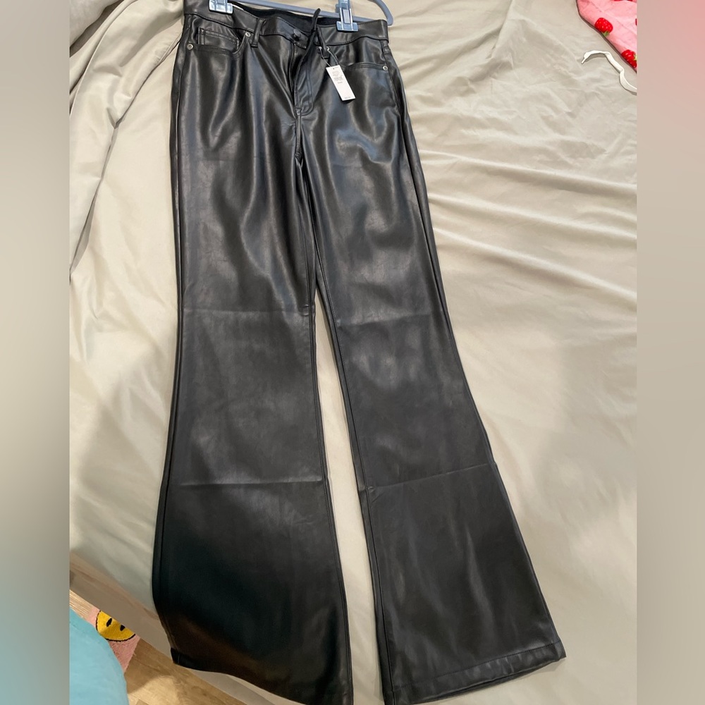 Leather flare pants